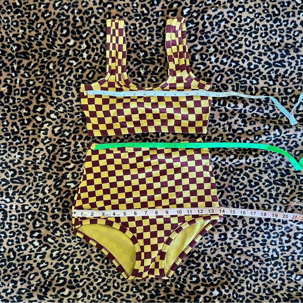 ARQ Set Wide Strap Bralette (M) and High Waisted Underwear (S) Pierrot checkered - Picture 3 of 7